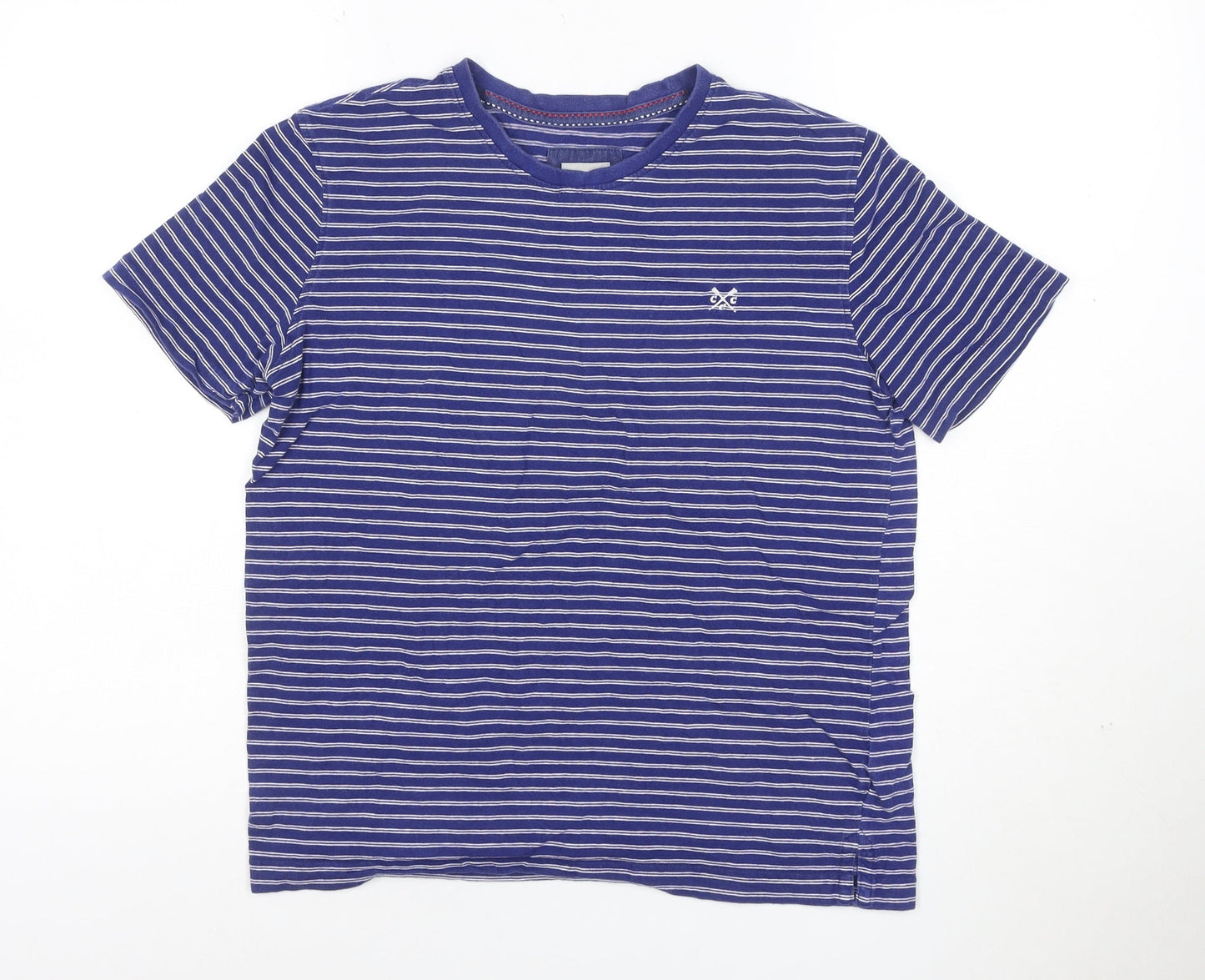 Crew Clothing Co. Men’s Blue Striped Cotton T-Shirt XS Regular Fit