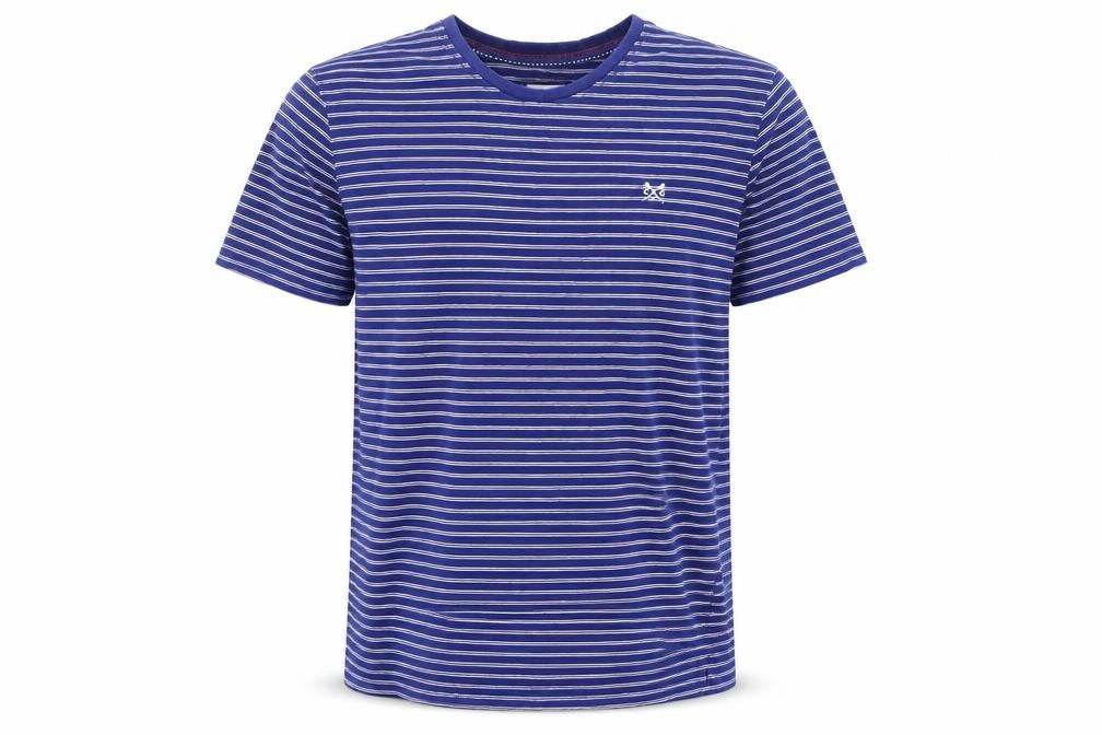 Crew Clothing Men’s Blue Striped Cotton T-Shirt XS Regular Fit