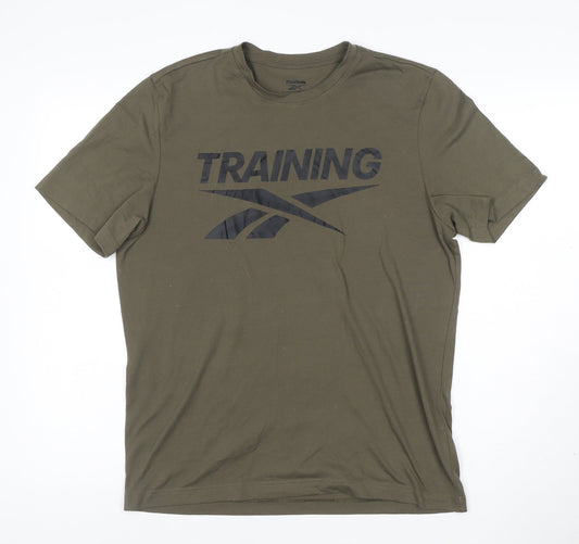 Reebok Men's Green Training Graphic T-Shirt M Regular Fit