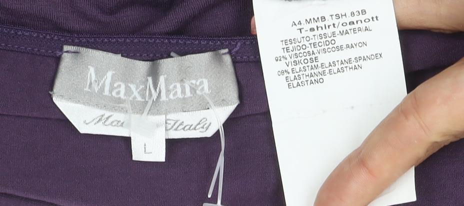 MaxMara Women’s Purple Wrap Long Sleeve Jersey Blouse Size L