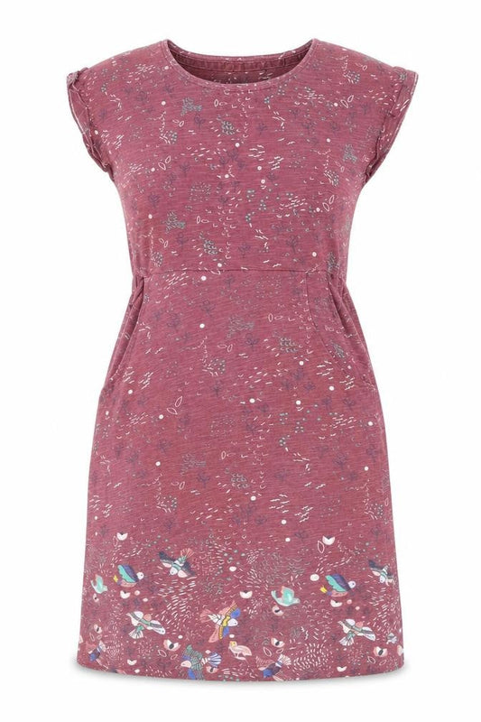 Mantaray Women Red Bird Print Cotton Shift Dress Size 8