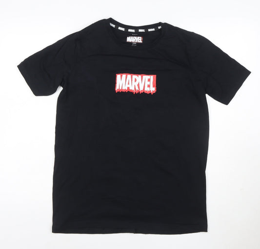 Marks and Spencer Marvel Black Teen Boys Logo T-Shirt L Short Sleeve