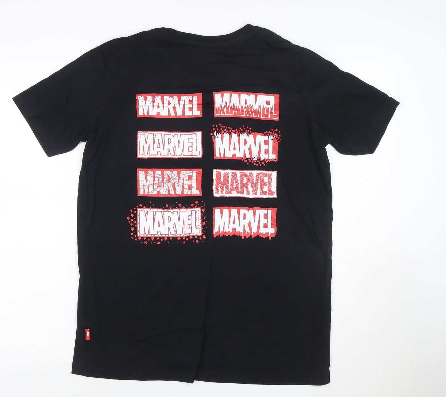 Marks and Spencer Marvel Black Teen Boys Logo T-Shirt L Short Sleeve