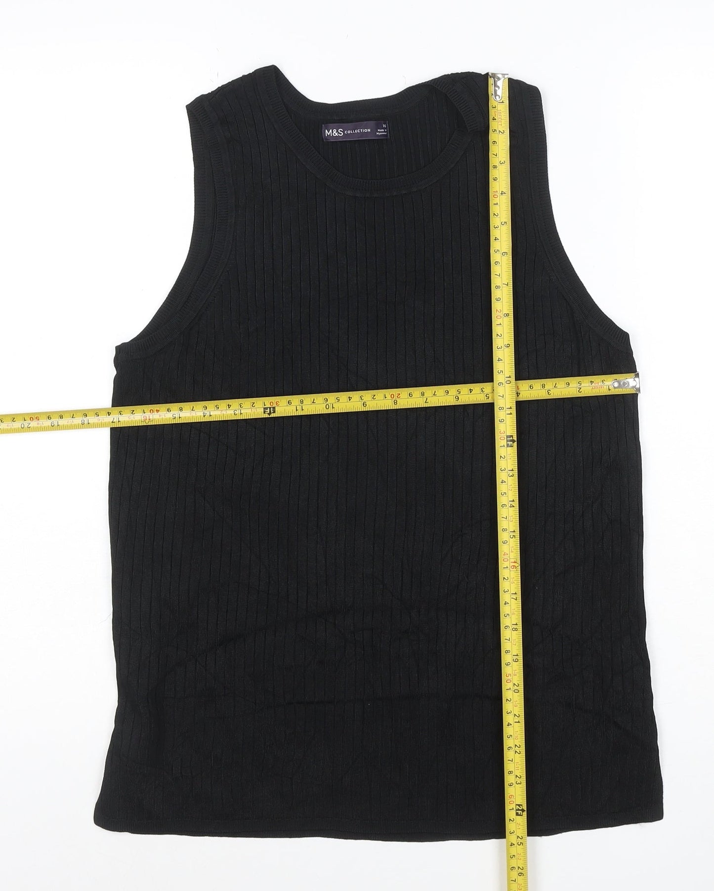 Marks and Spencer Women's Black Sleeveless Knit Tank Top Size 16