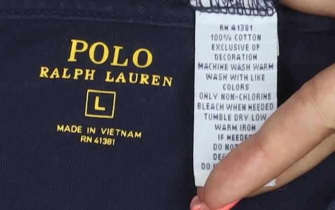Polo Ralph Lauren Men's Navy Blue Cotton V-Neck T-Shirt L