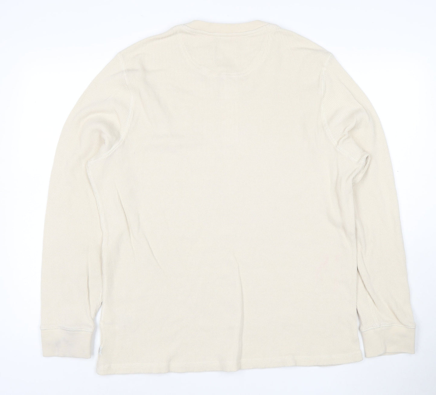 Marks and Spencer Women Beige XL Henley Waffle Knit Cotton Jumper