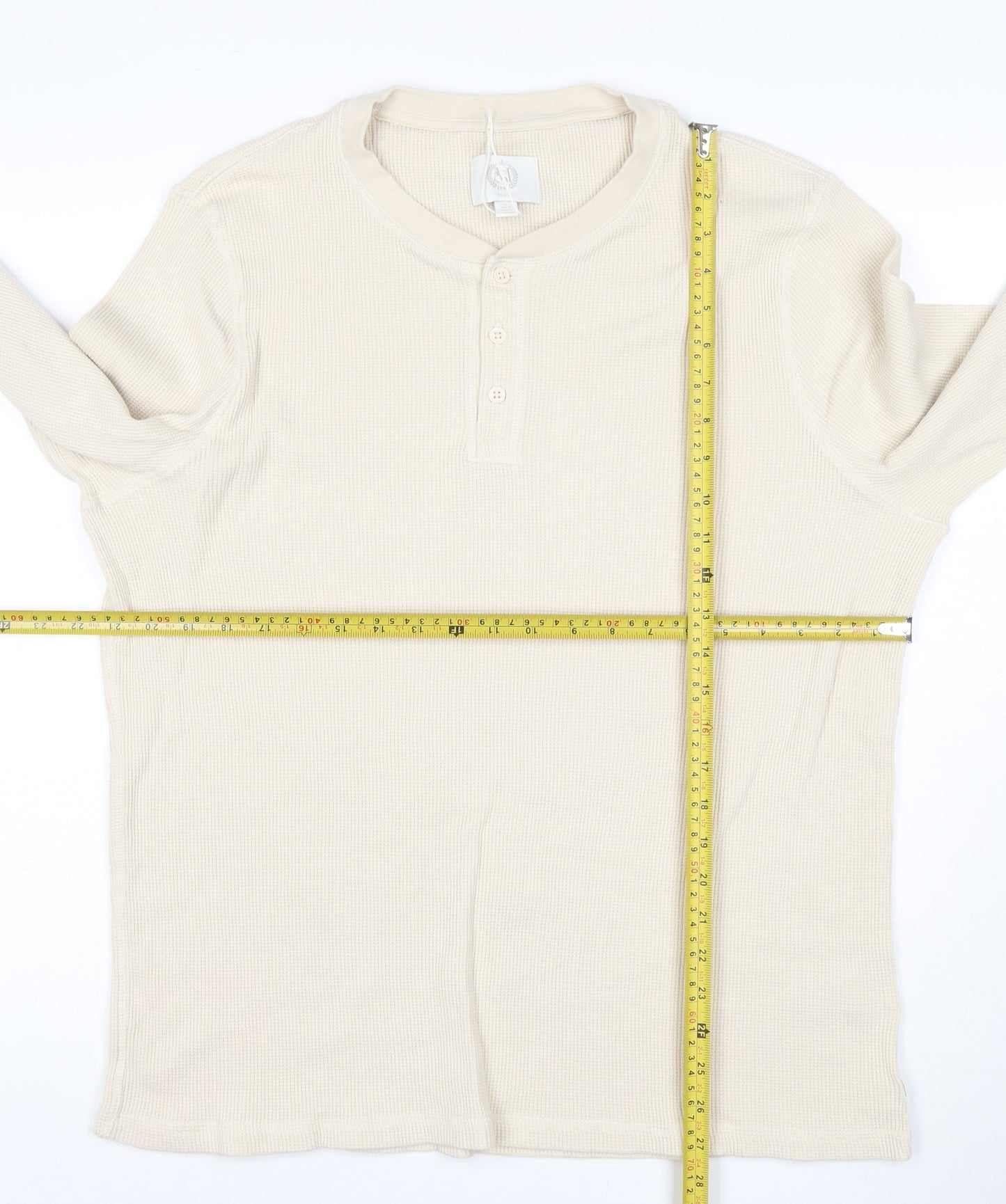 Marks and Spencer Women Beige XL Henley Waffle Knit Cotton Jumper