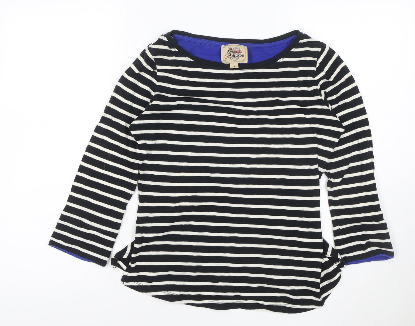 Arabella & Addison Women’s Black Stripe Cotton Boat Neck Top S