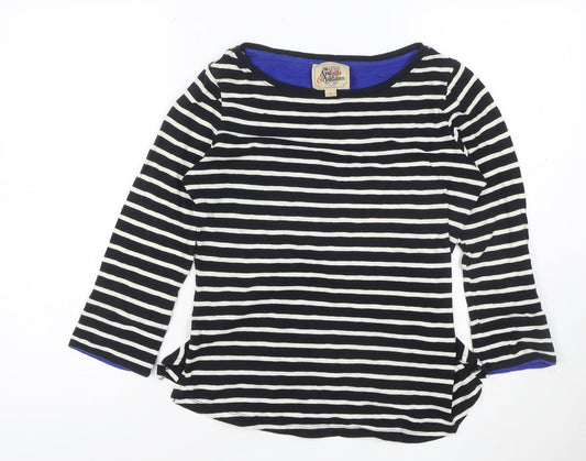 Arabella & Addison Women’s Black Stripe Cotton Boat Neck Top S