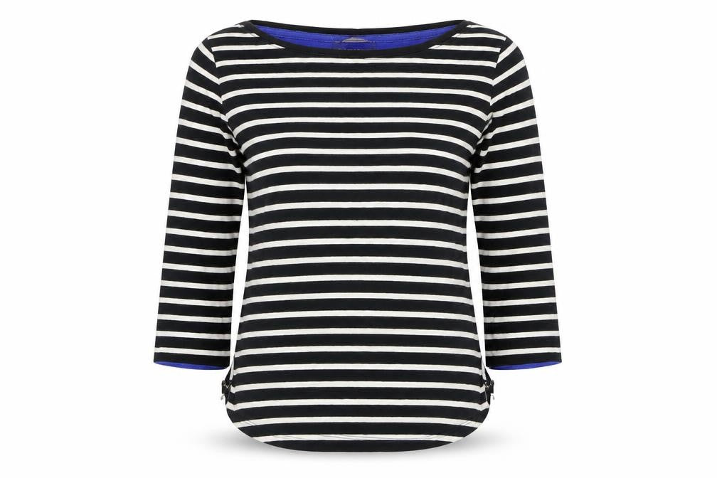 Arabella & Addison Women’s Black Stripe Cotton Boat Neck Top S