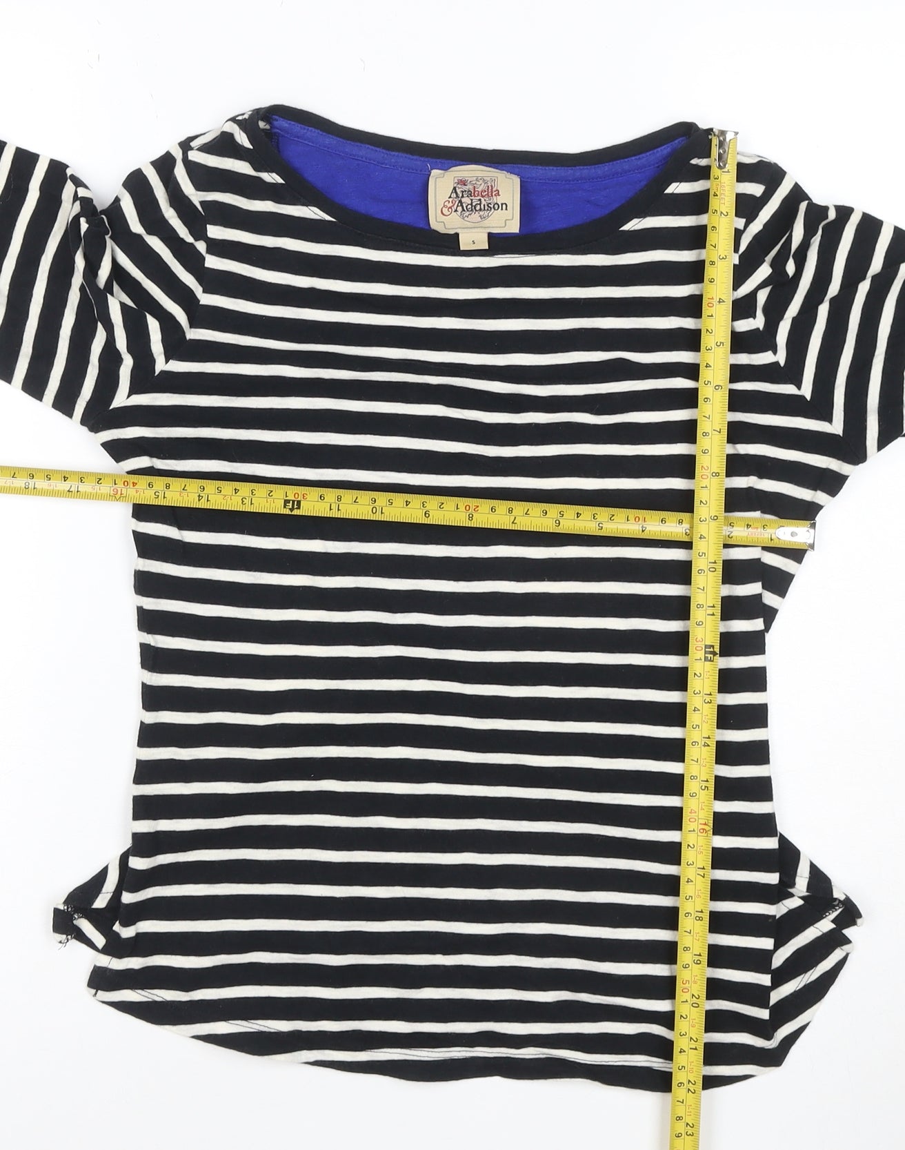 Arabella & Addison Women’s Black Stripe Cotton Boat Neck Top S
