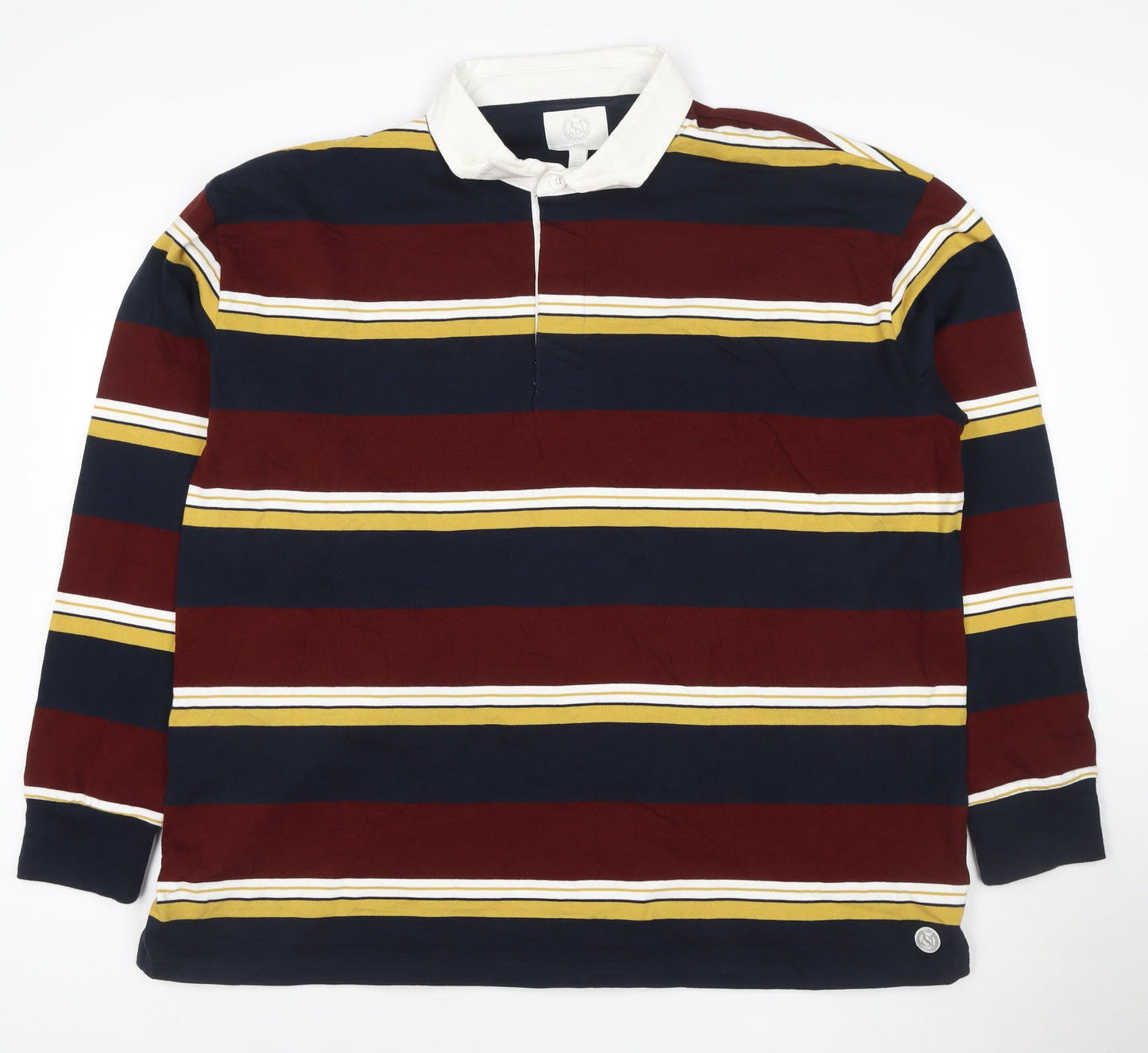 Marks and Spencer Men’s Multicoloured 2XL Striped Long Sleeve Polo