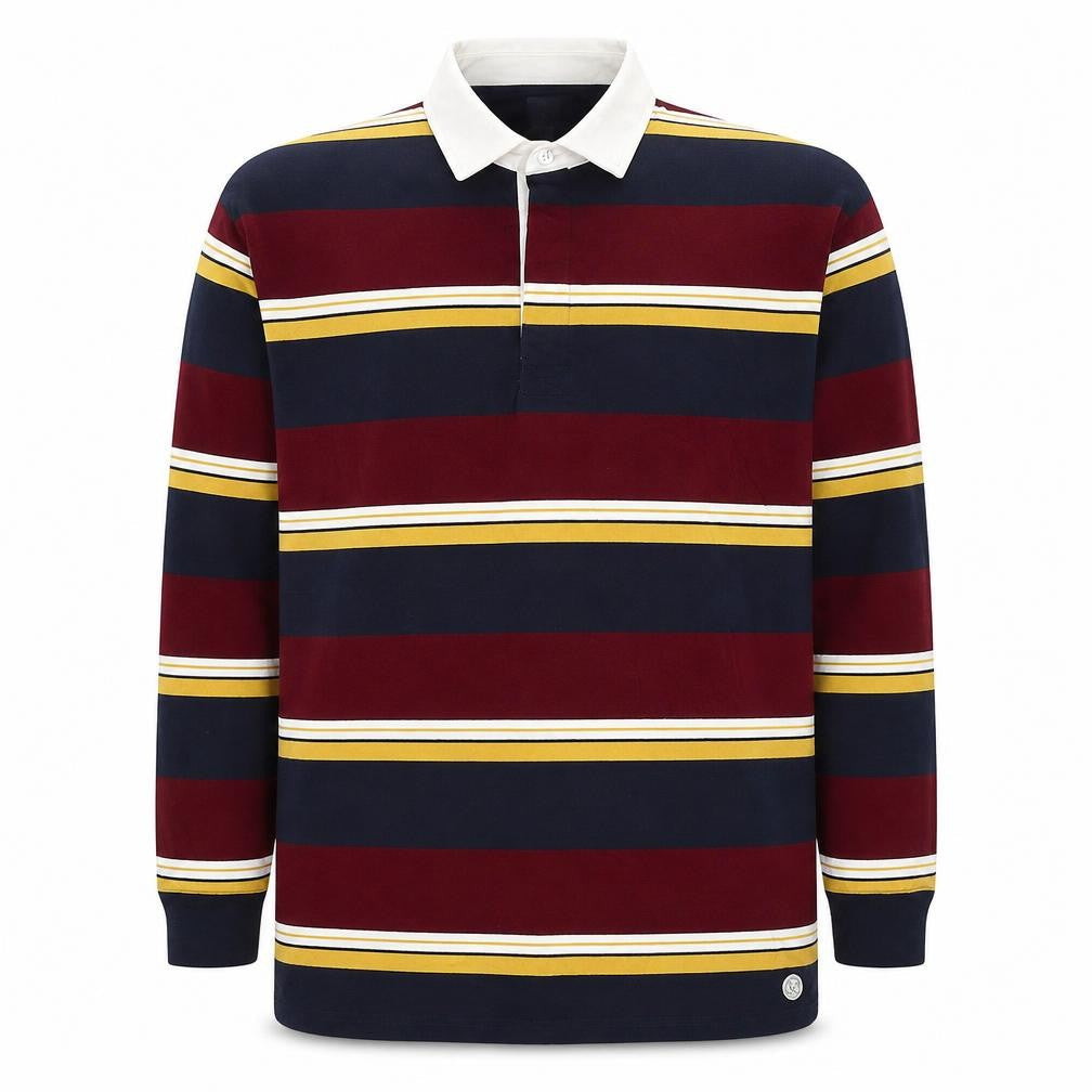 Marks and Spencer Men’s Multicoloured 2XL Striped Long Sleeve Polo