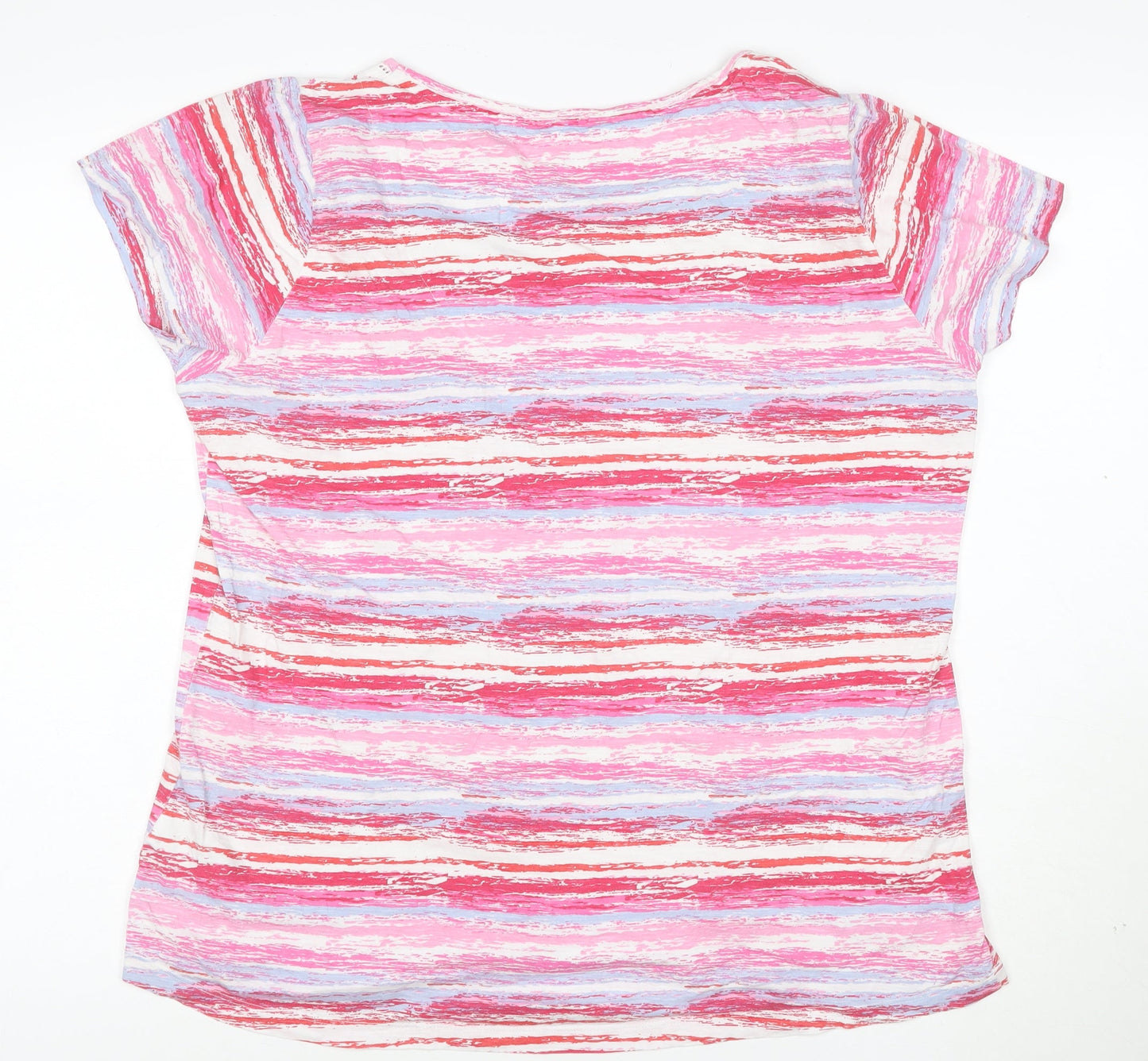 Mistral Women Pink Multicoloured V-Neck Short Sleeve T-Shirt Cotton Size 16