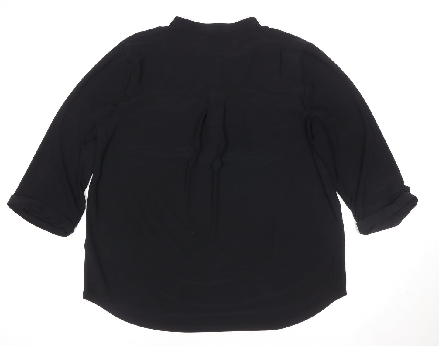 Dorothy Perkins Womens Black V-Neck Tunic Blouse Size 16 3/4 Sleeve