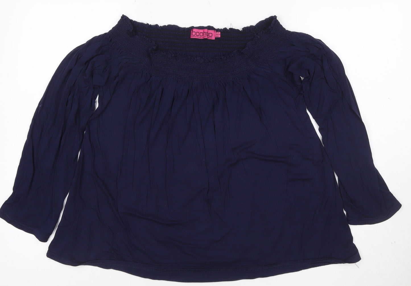 Boohoo Women's Blue Off Shoulder Long Sleeve Tunic Blouse Size 16