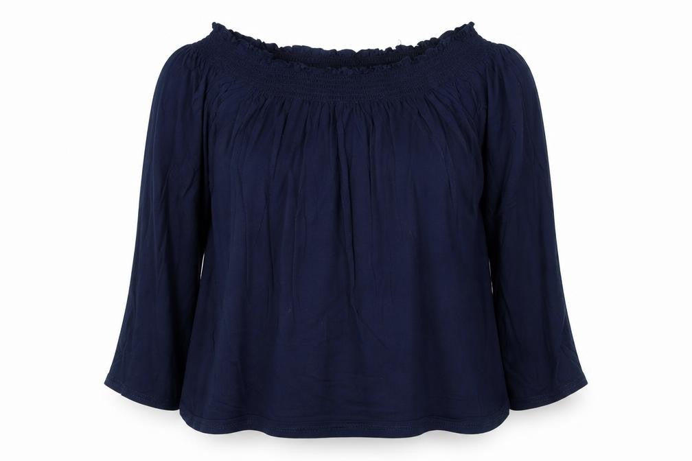 Boohoo Women's Blue Off Shoulder Long Sleeve Tunic Blouse Size 16