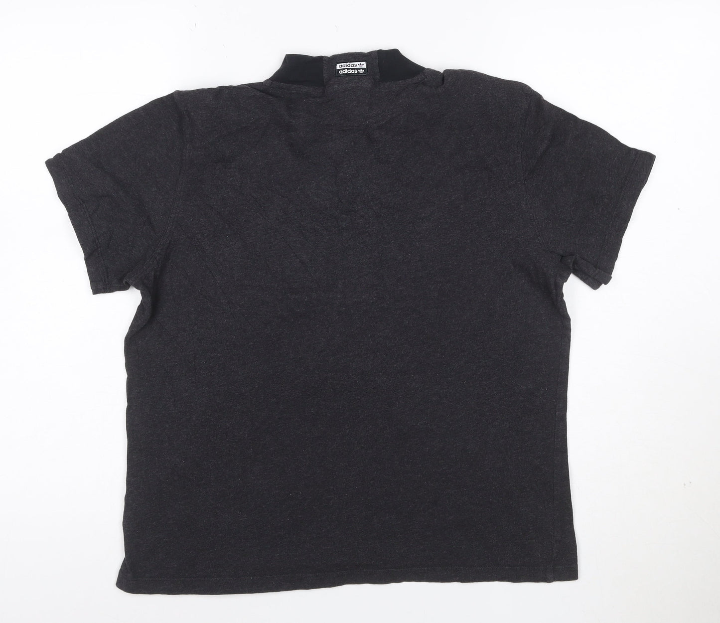 Adidas Women Black Short Sleeve Mock Neck Cotton T-Shirt Size 10
