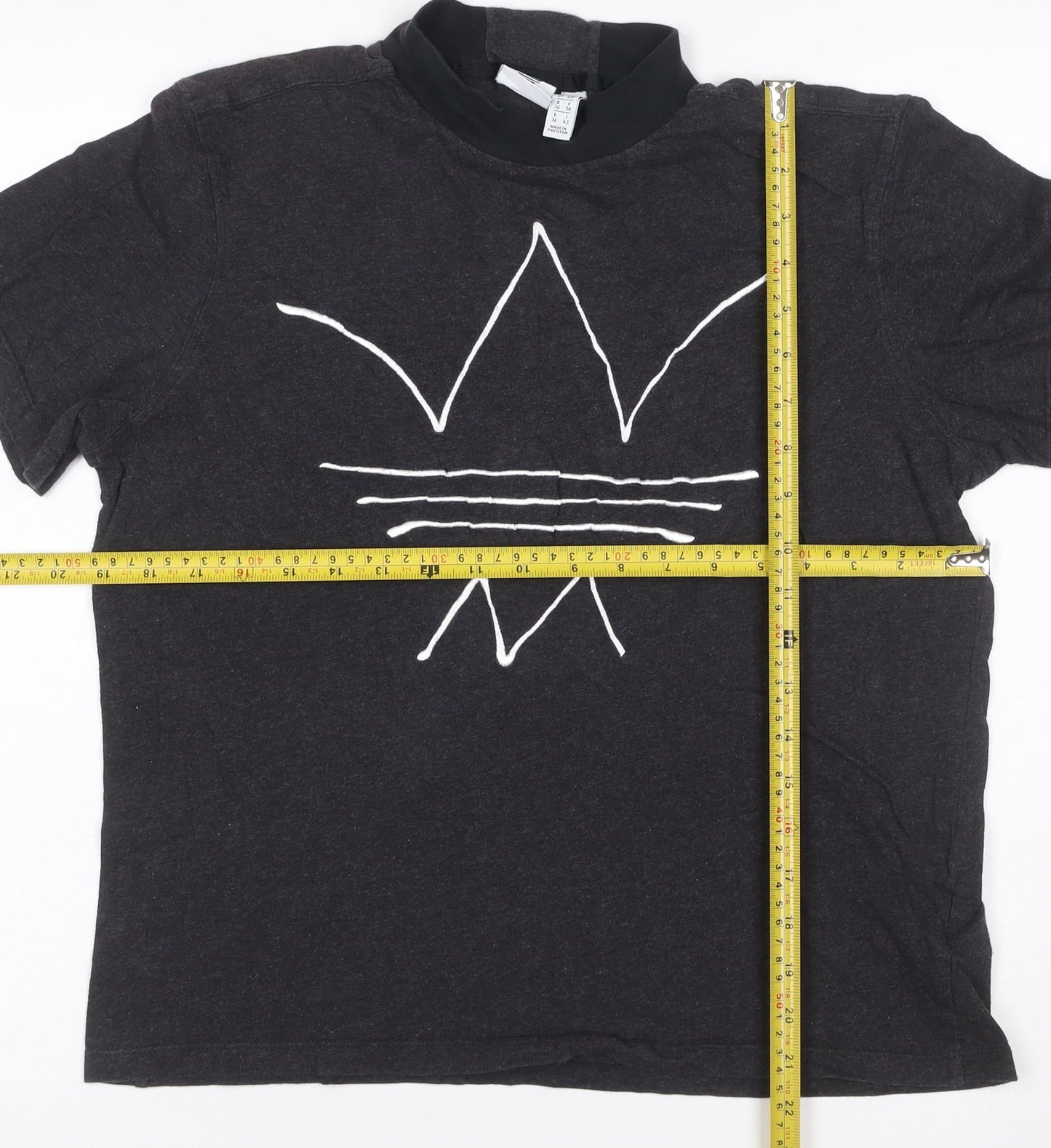Adidas Women Black Short Sleeve Mock Neck Cotton T-Shirt Size 10