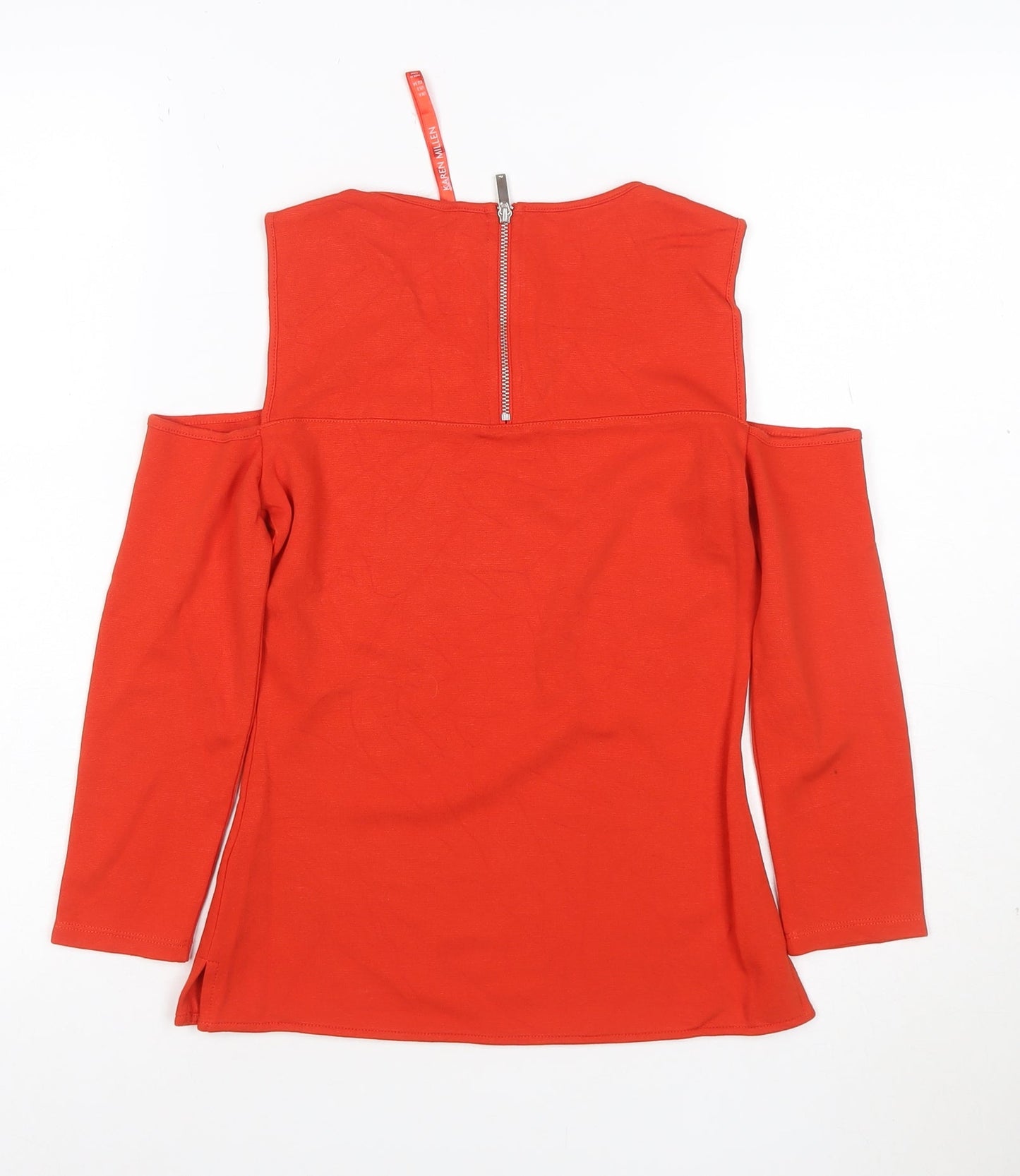 Karen Millen Women's Red Cold Shoulder Long Sleeve Zip Top Size 6