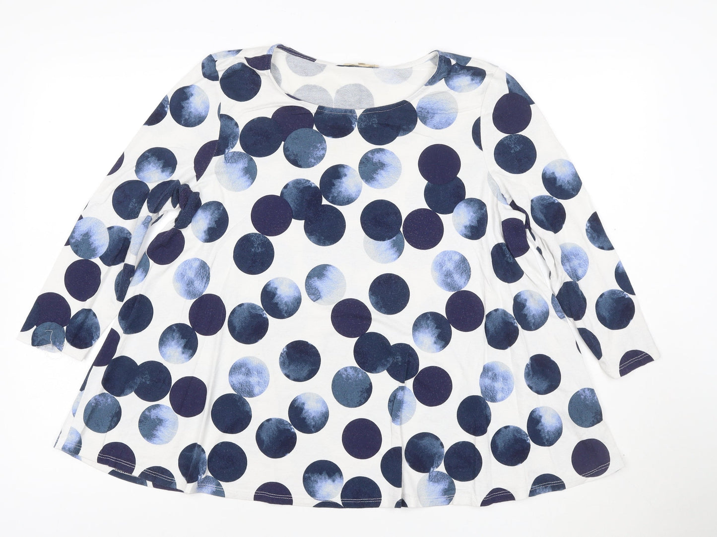 Phase Eight Women’s Blue Polka Dot 3/4 Sleeve Jersey Tunic Blouse M