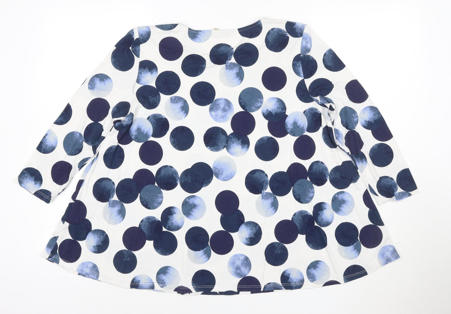 Phase Eight Women’s Blue Polka Dot 3/4 Sleeve Jersey Tunic Blouse M