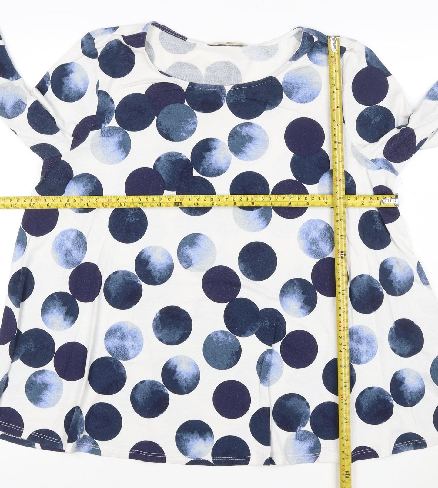 Phase Eight Women’s Blue Polka Dot 3/4 Sleeve Jersey Tunic Blouse M