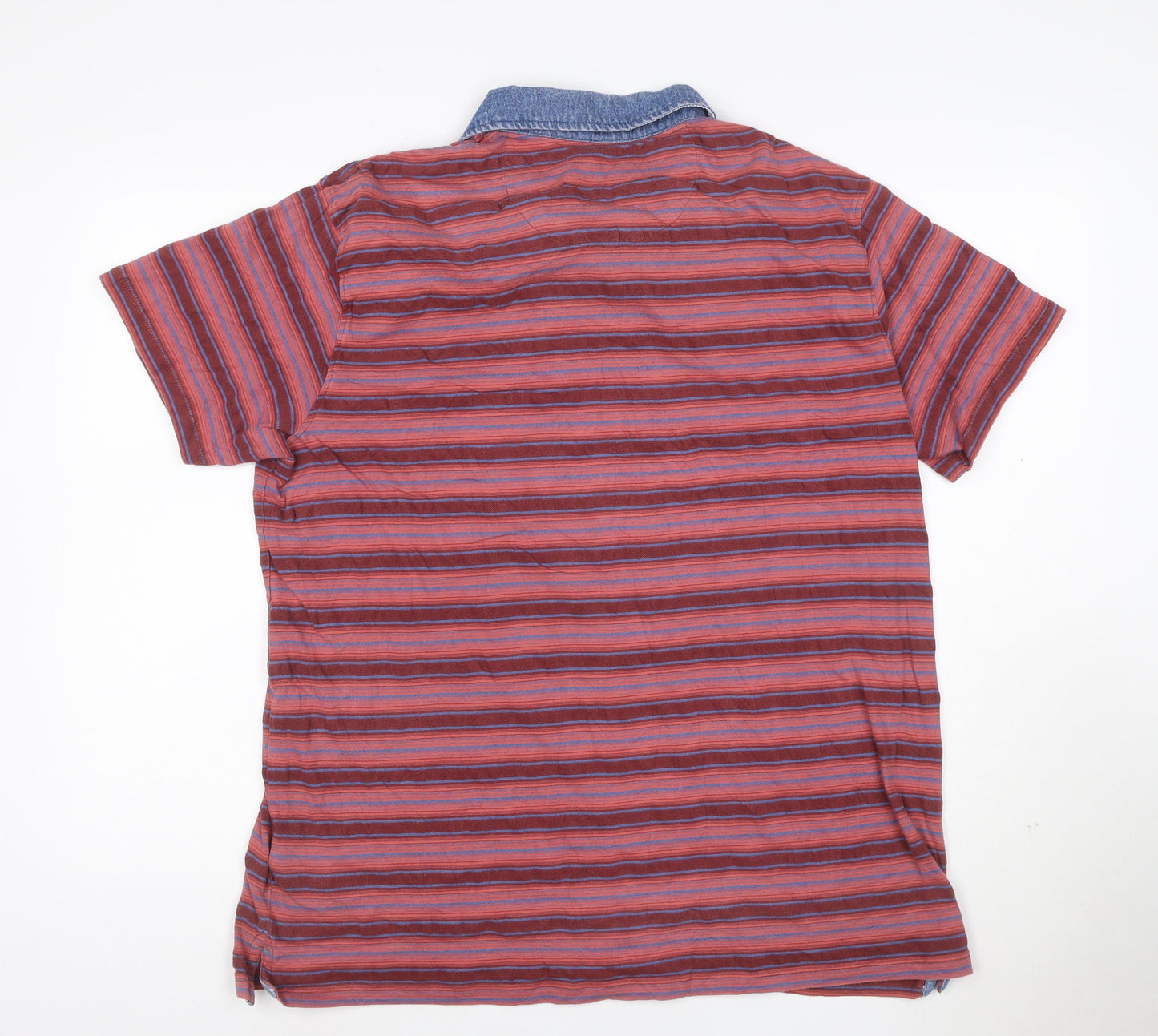 Joe Browns Men's Red Striped Short Sleeve Cotton Polo Shirt 2XL