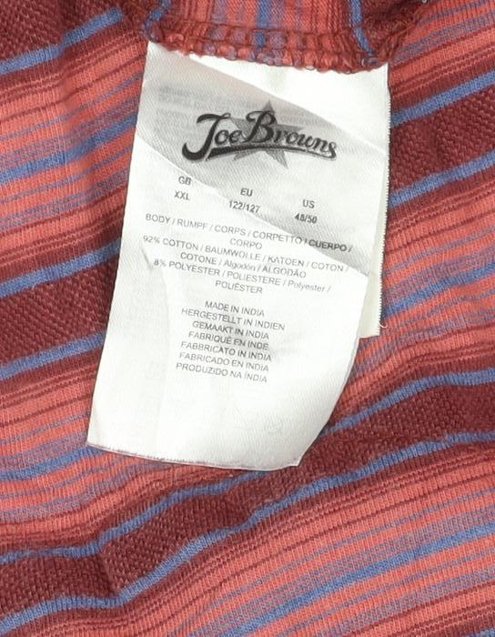 Joe Browns Men's Red Striped Short Sleeve Cotton Polo Shirt 2XL
