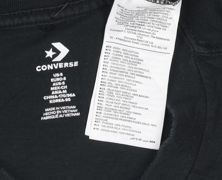 Converse Men's Black Long Sleeve Graphic Print Cotton T-Shirt M