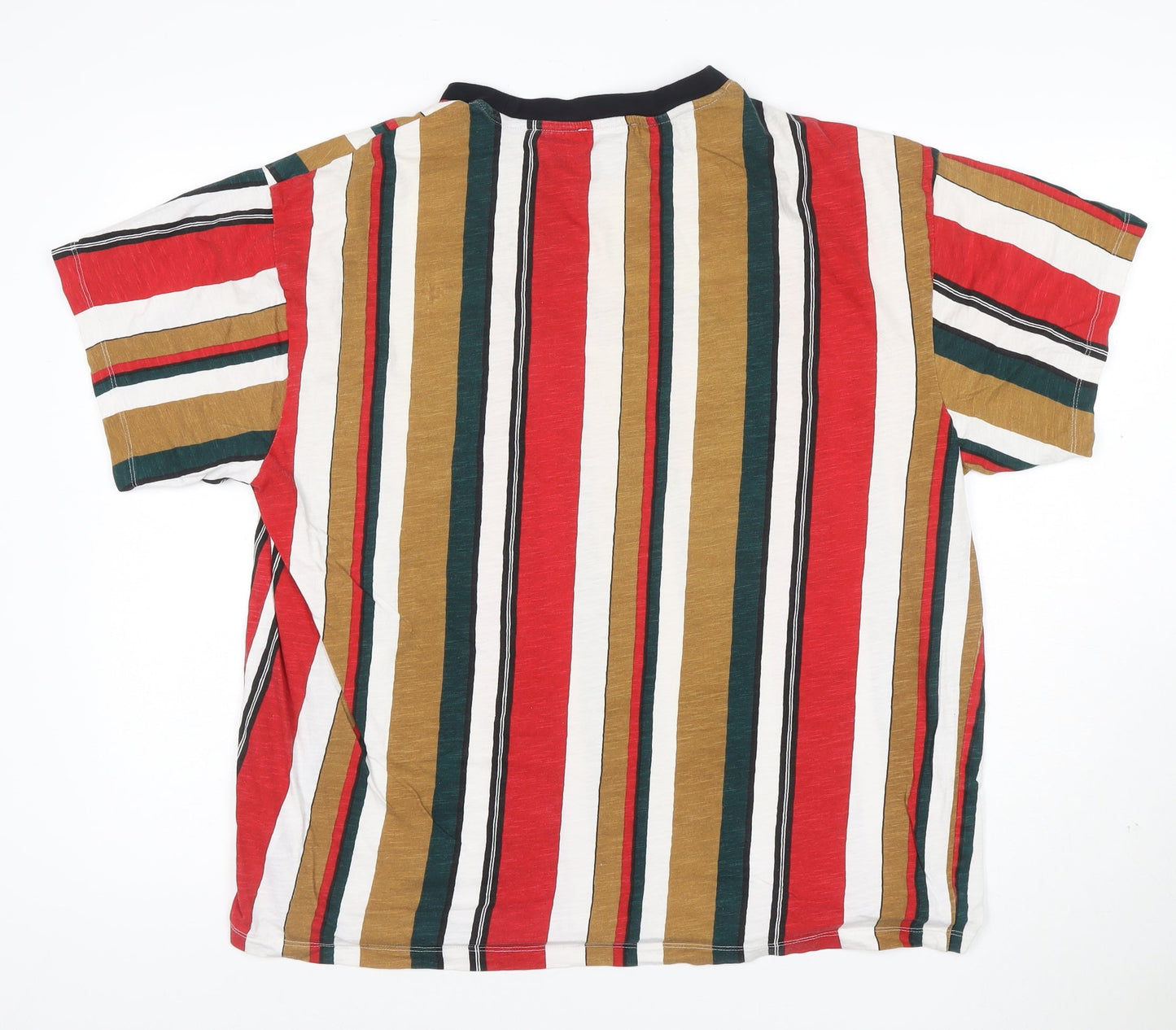 New Look Men's Multicoloured Striped LA California Crew Neck T-Shirt XL