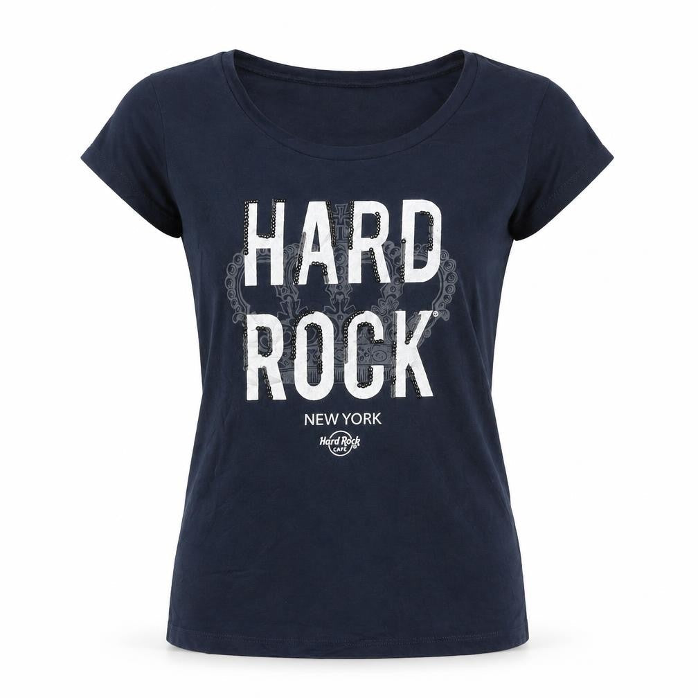 Hard Rock Cafe Women's Navy Small Graphic Short Sleeve T-Shirt