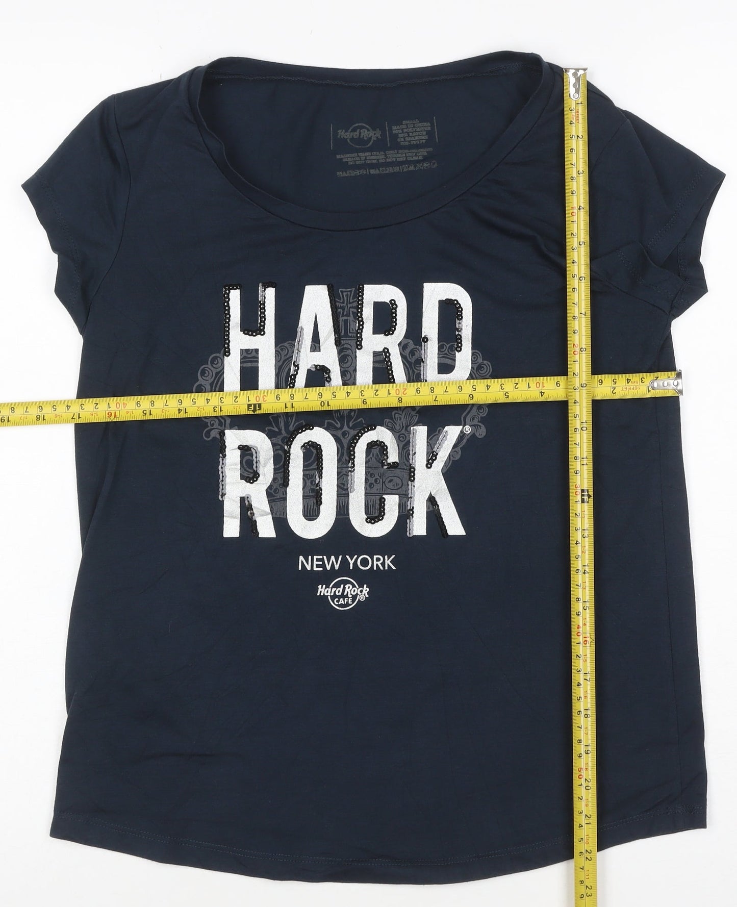 Hard Rock Cafe Women's Navy Small Graphic Short Sleeve T-Shirt
