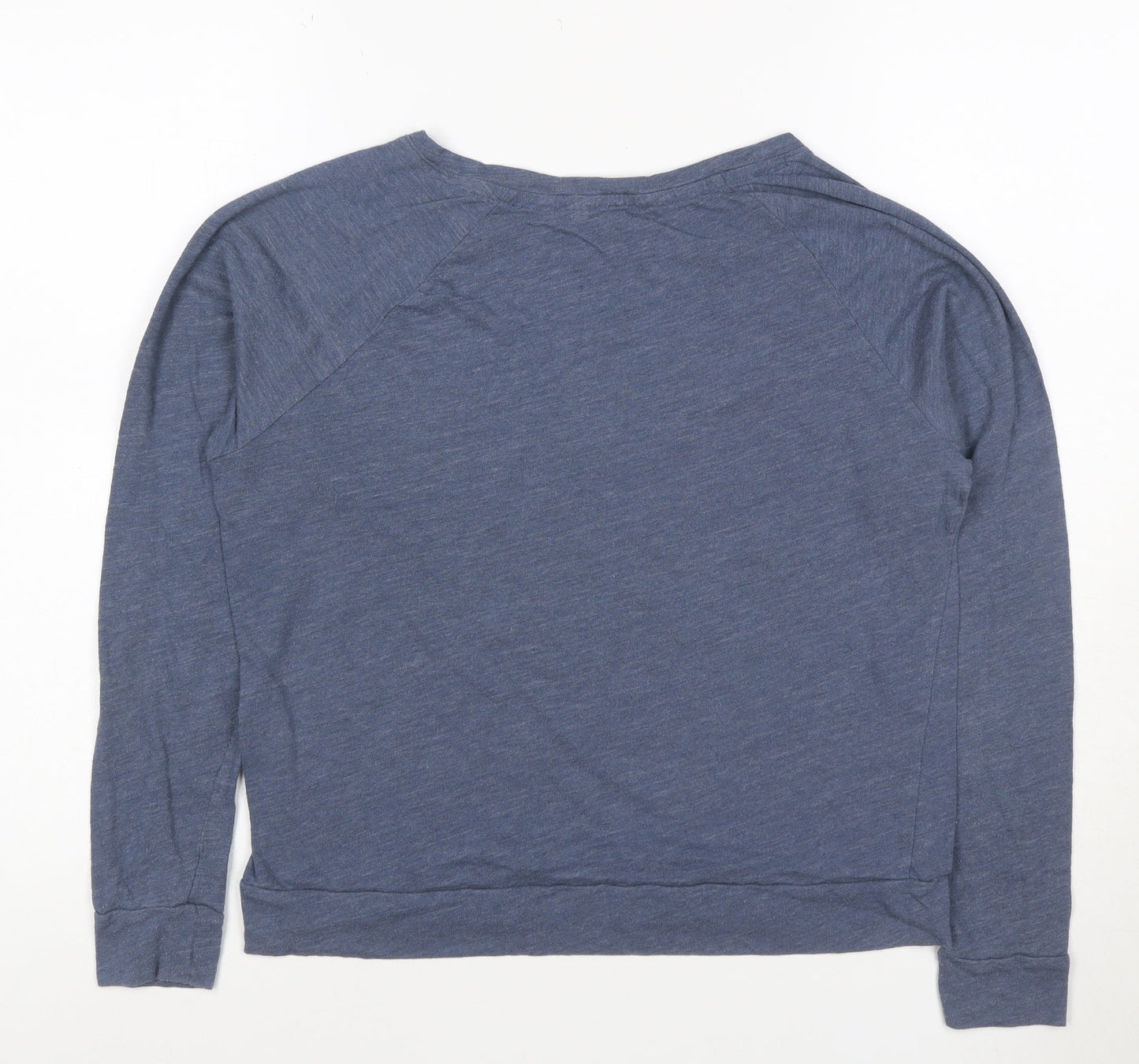 Victoria's Secret Womens Blue XS Long Sleeve Jersey T-Shirt with Lip Print