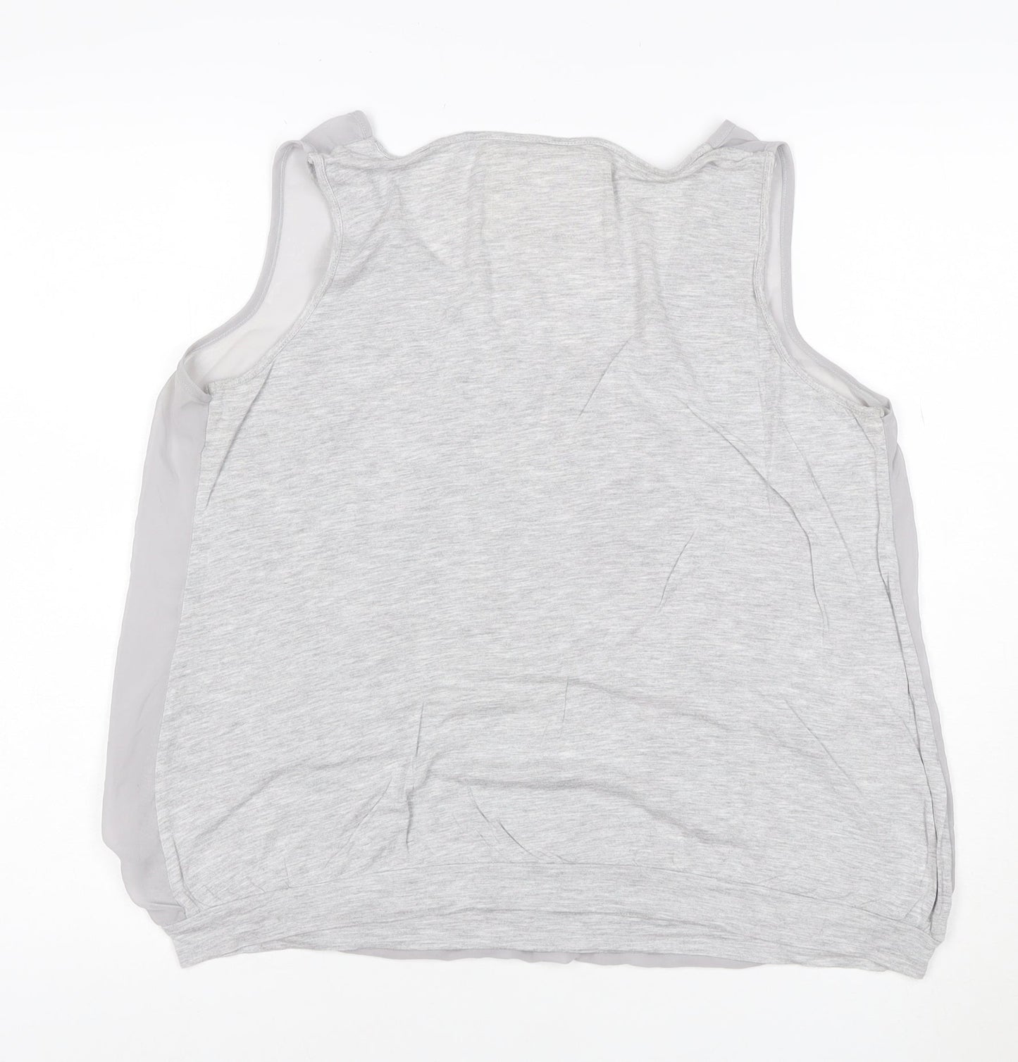 Deletta Womens Grey Size 16 Sleeveless Scoop Neck Button Tank Top