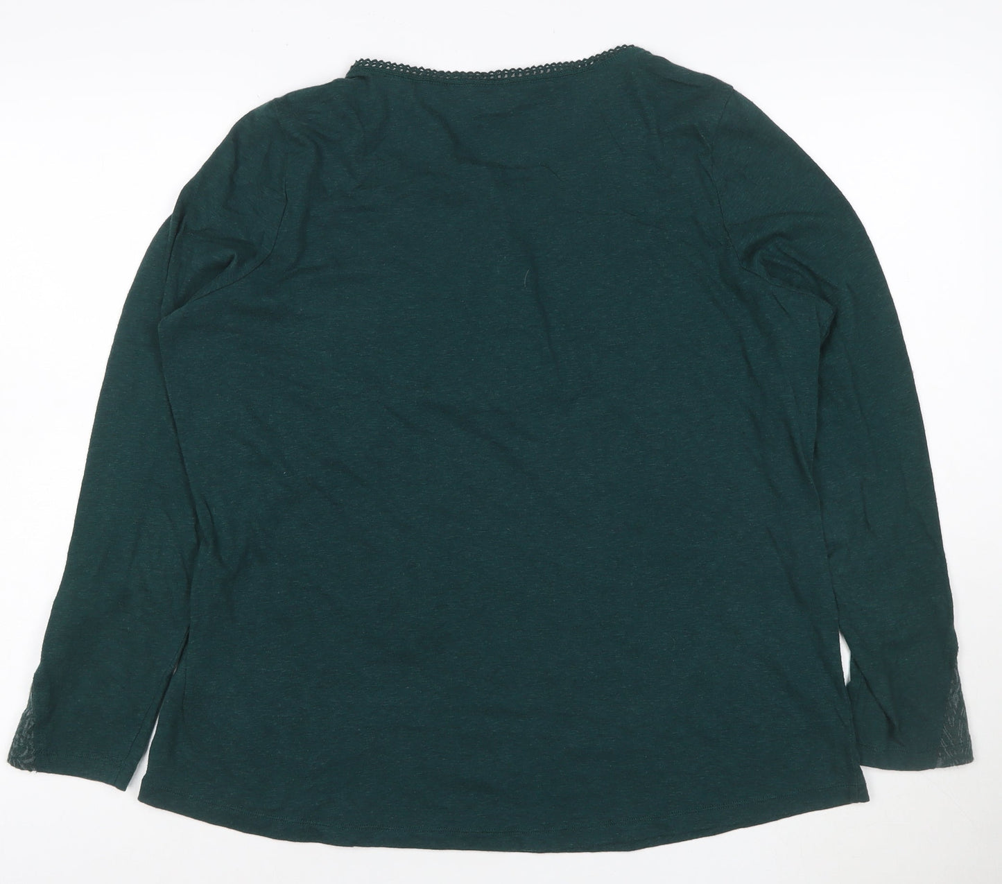 Marks and Spencer Women’s Green Long Sleeve Henley Lace Top Size 18