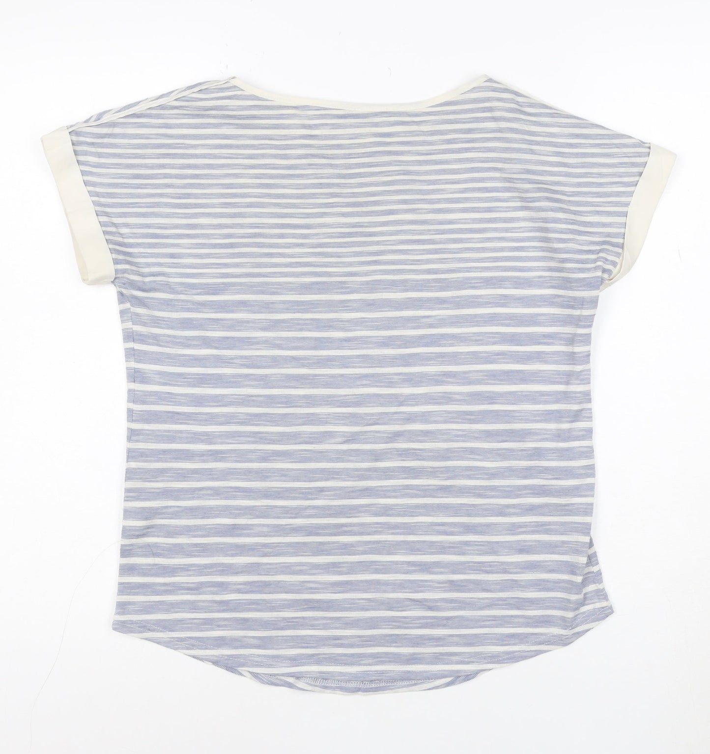 Oasis Women’s Blue Striped Boat Neck Short Sleeve T-Shirt Size S