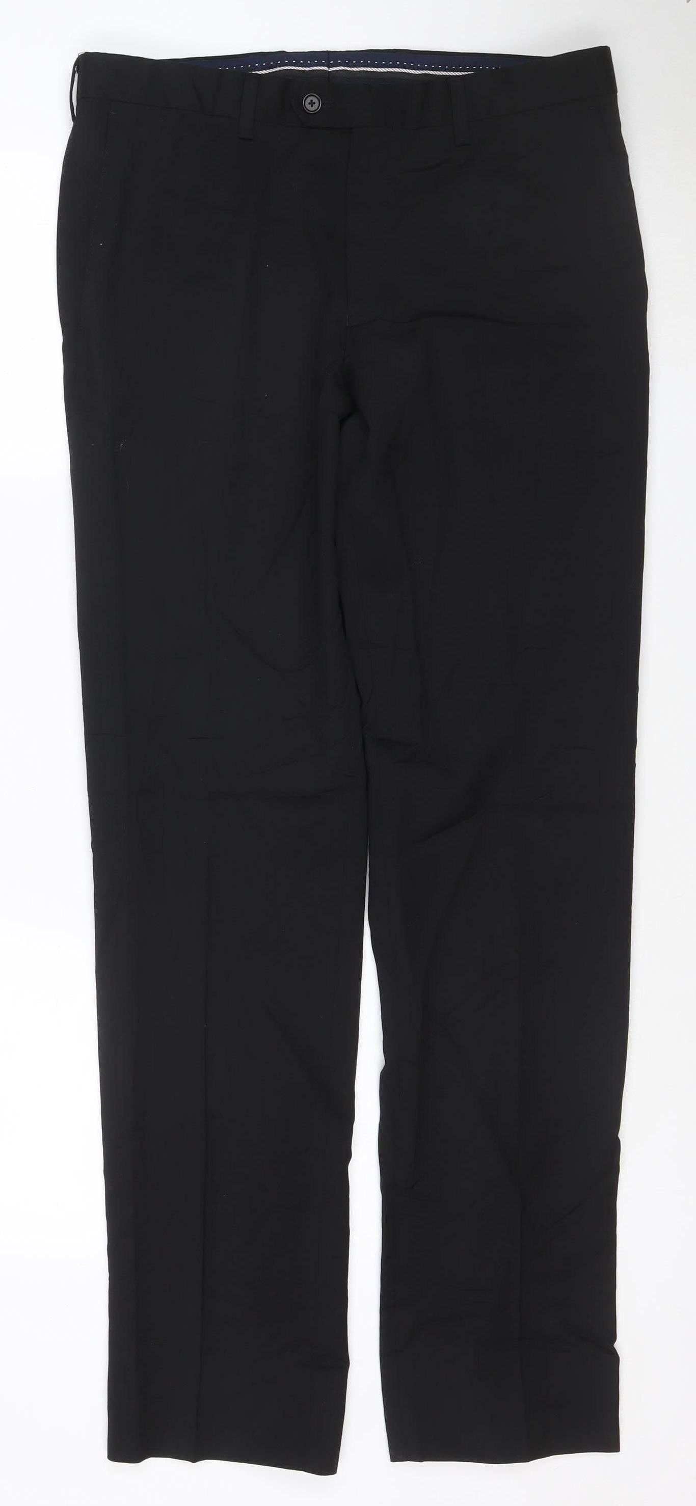 Next Men's Black Wool Formal Dress Trousers 32W 33L Regular Fit