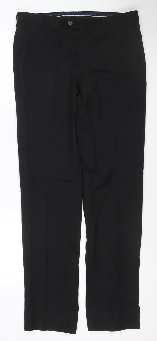 Next Men's Black Wool Formal Dress Trousers 32W 33L Regular Fit