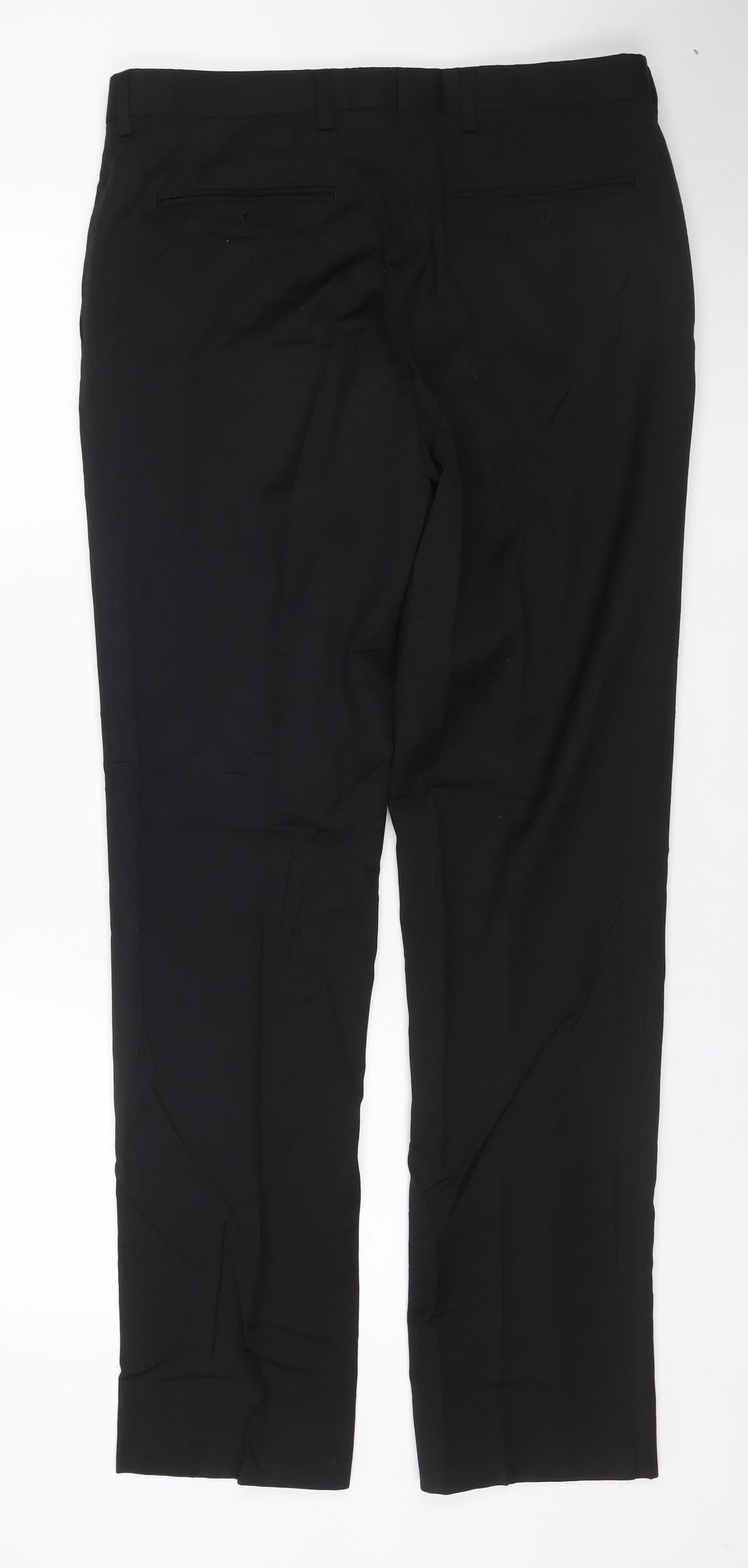Next Men's Black Wool Formal Dress Trousers 32W 33L Regular Fit