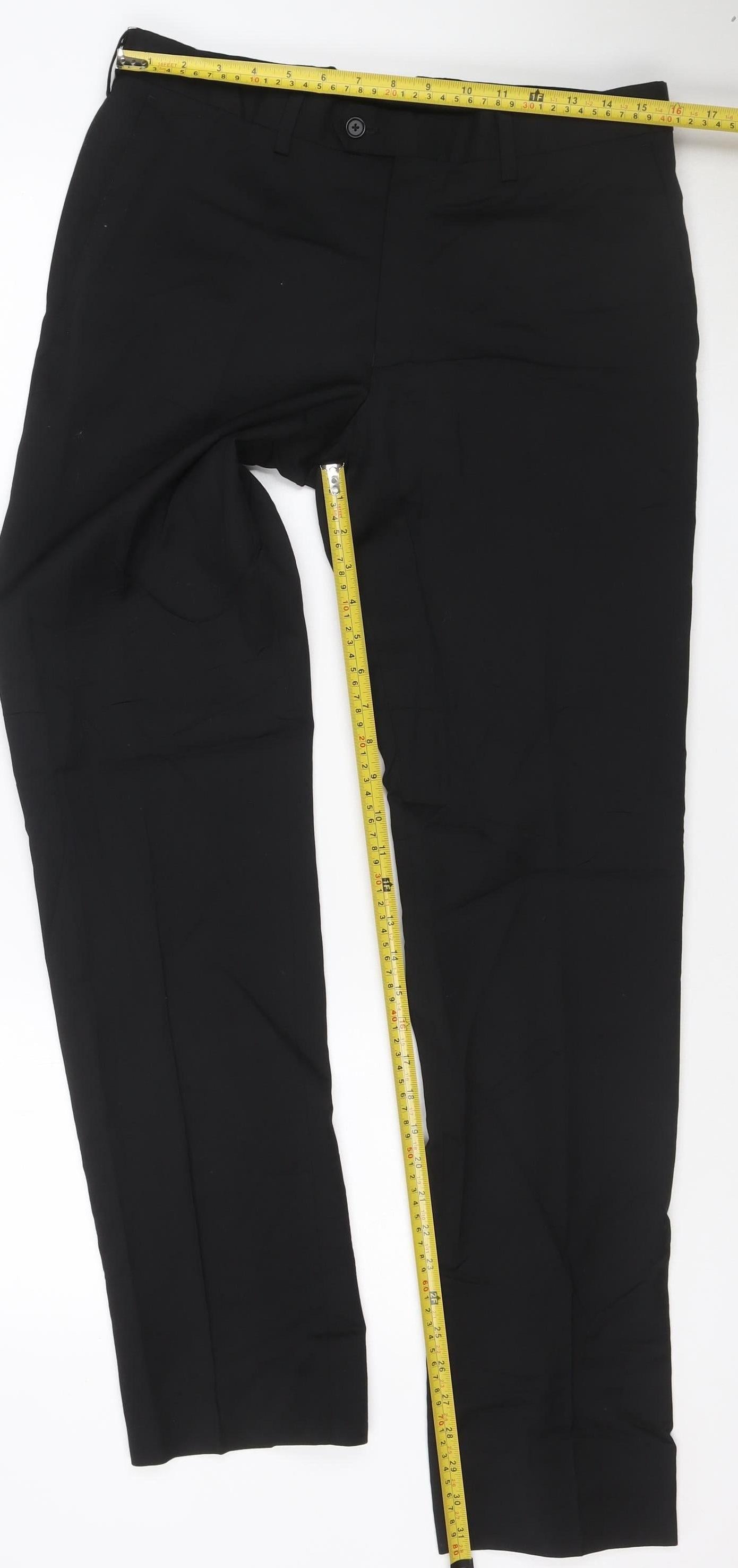 Next Men's Black Wool Formal Dress Trousers 32W 33L Regular Fit