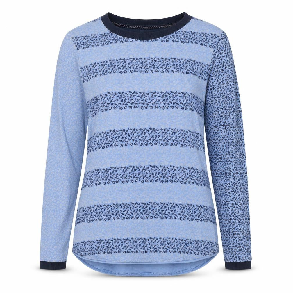White Stuff Women's Blue Long Sleeve Cotton Striped T-Shirt UK 12