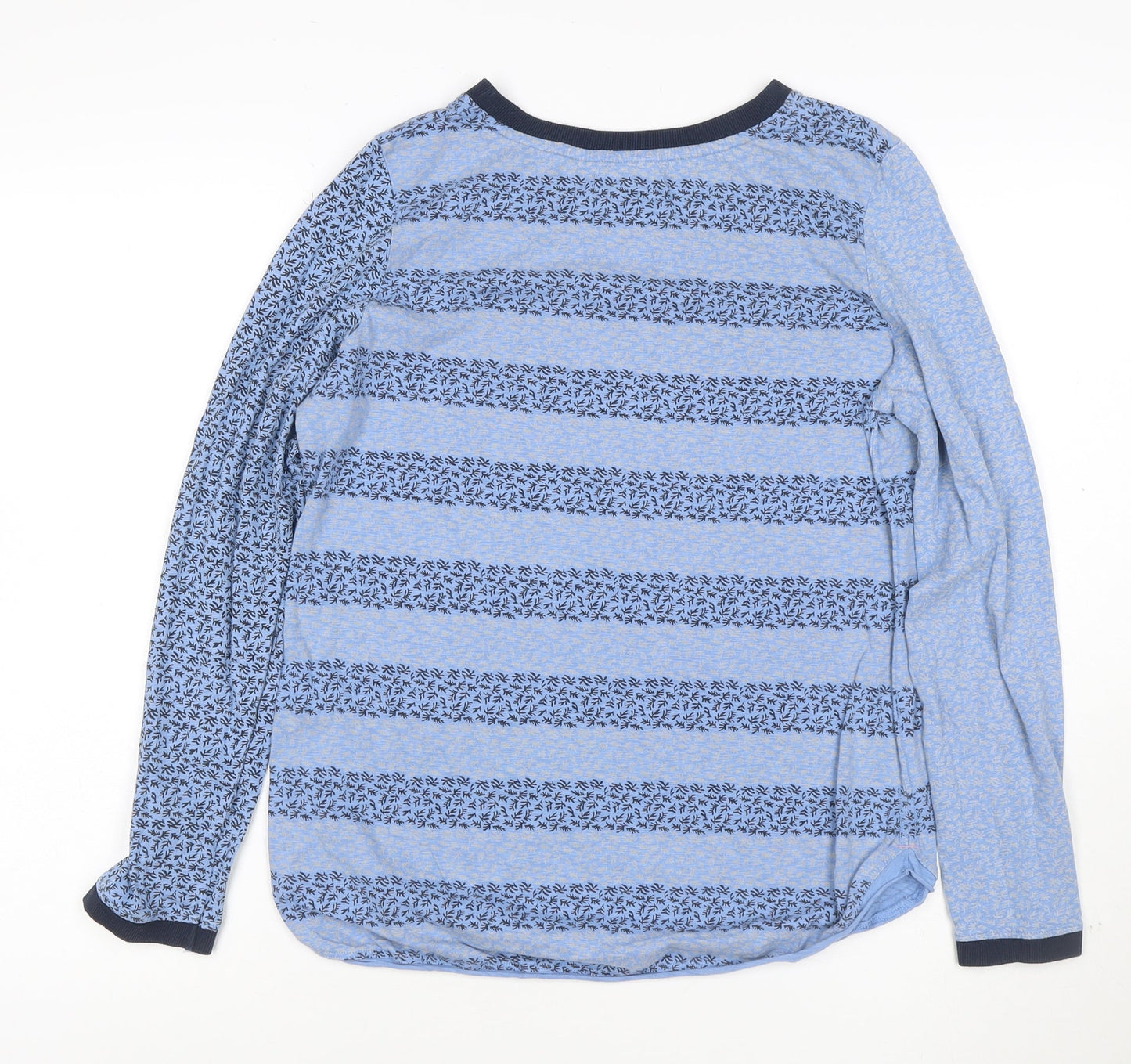 White Stuff Women's Blue Long Sleeve Cotton Striped T-Shirt UK 12