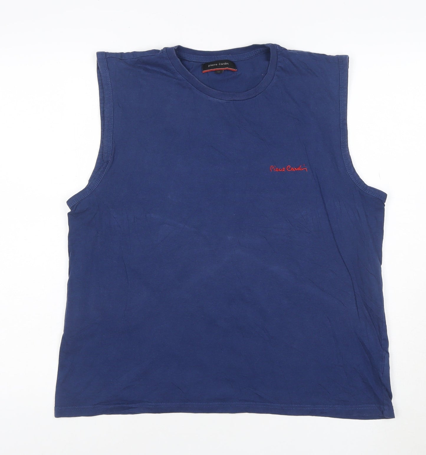 Pierre Cardin Men's Blue Sleeveless Crew Neck Cotton T-Shirt M