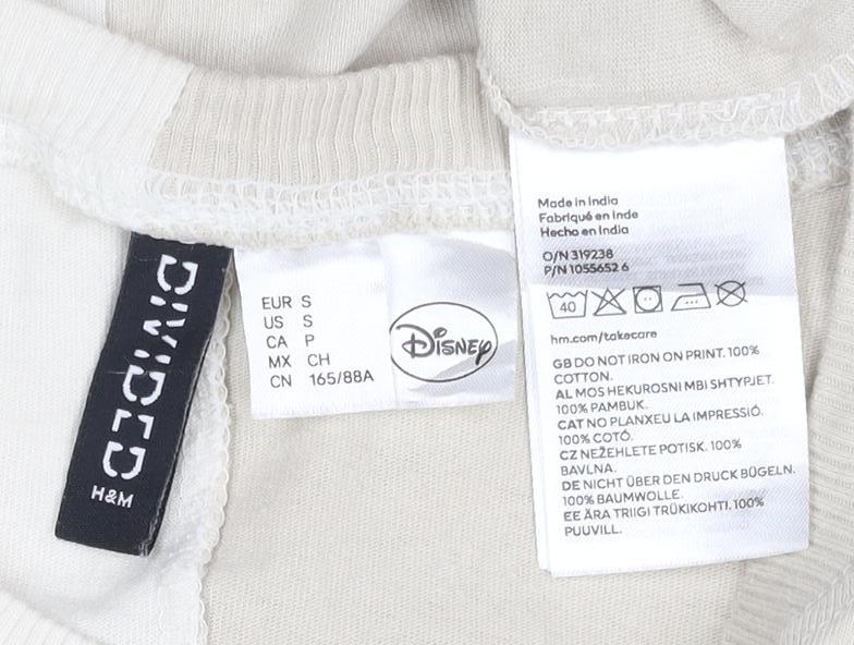 H&M Divided Women’s Beige Colourblock Mickey Mouse T-Shirt Size S