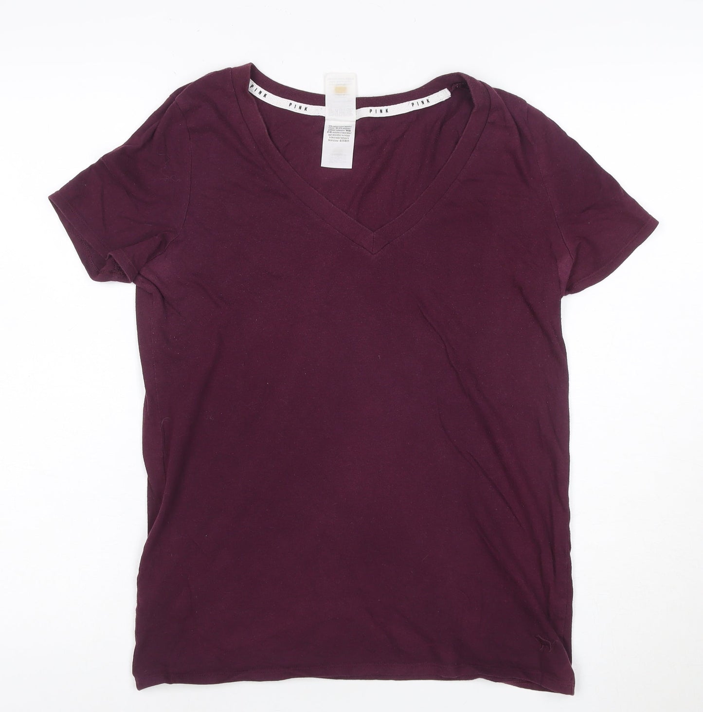 Victoria's Secret PINK Womens Purple V-Neck Short Sleeve T-Shirt Size S
