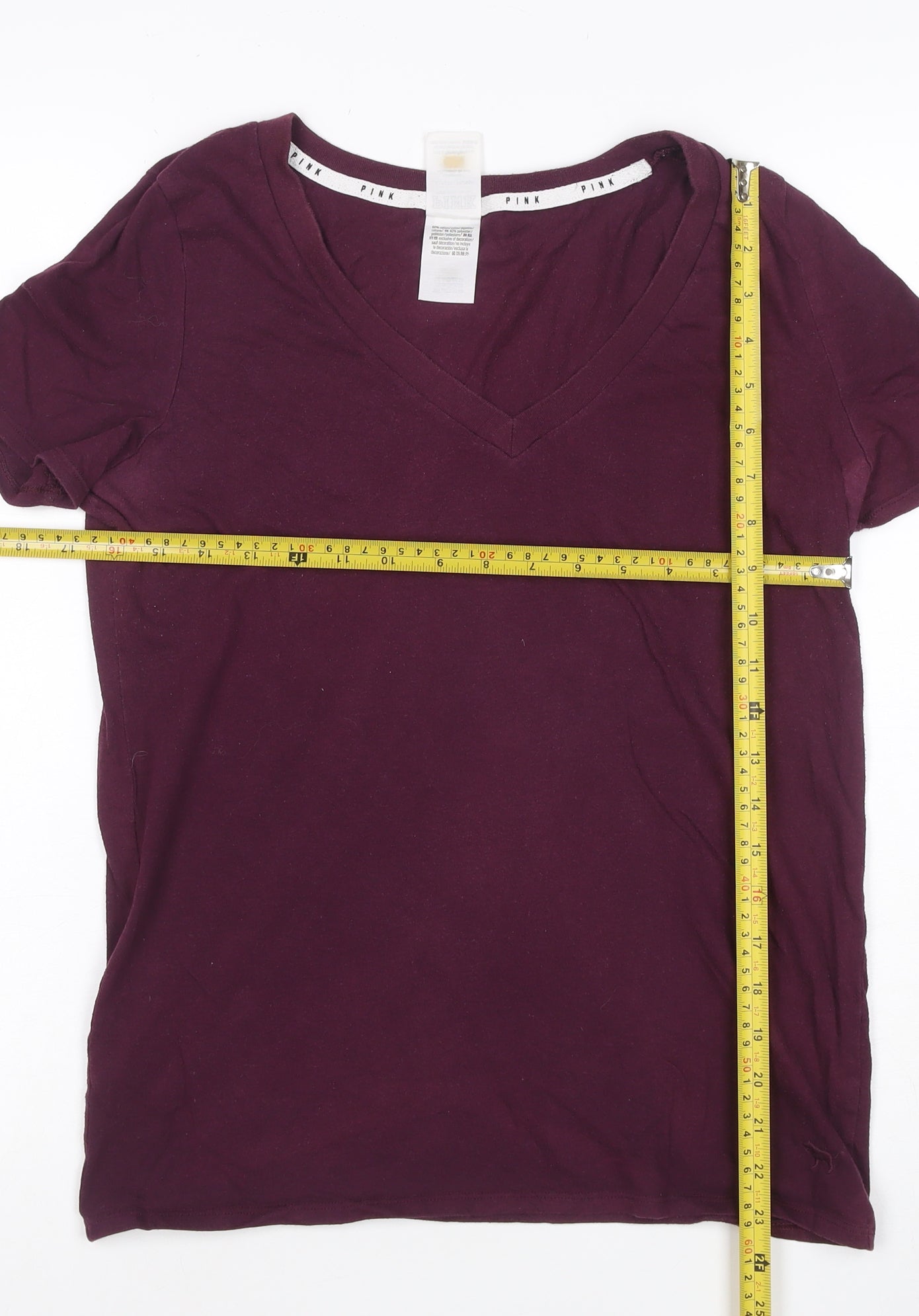 Victoria's Secret PINK Womens Purple V-Neck Short Sleeve T-Shirt Size S
