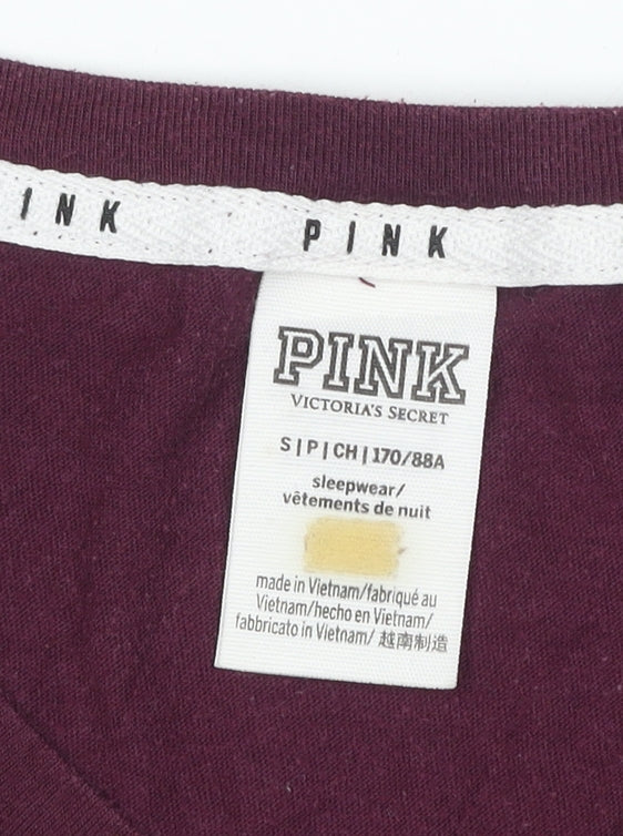 Victoria's Secret PINK Womens Purple V-Neck Short Sleeve T-Shirt Size S