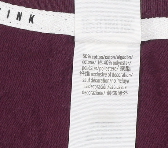 Victoria's Secret PINK Womens Purple V-Neck Short Sleeve T-Shirt Size S
