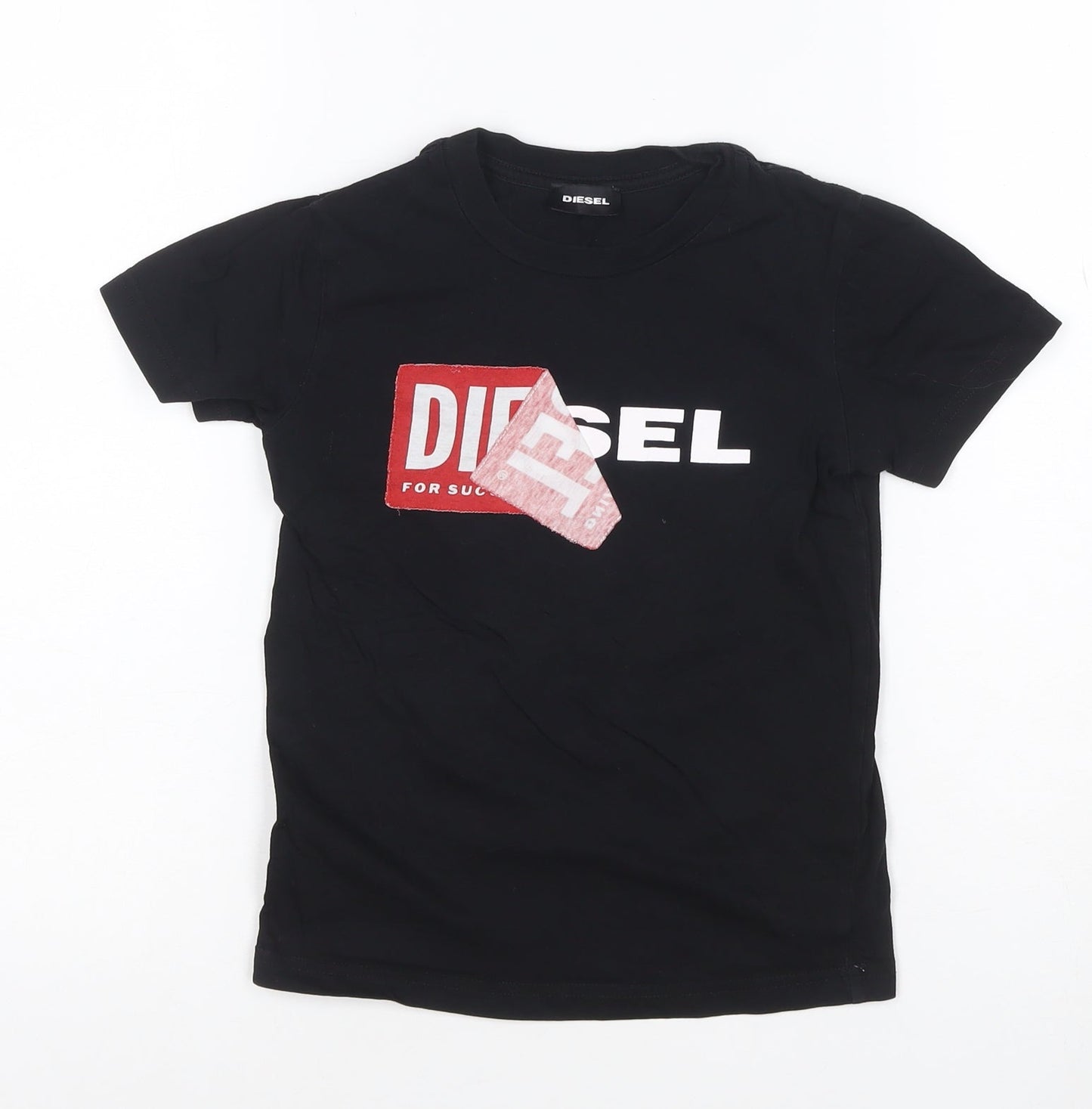 Diesel Boys Black Cotton Logo Short Sleeve T-Shirt 6 Years